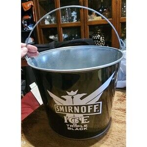Smirnoff Metal Ice Beer Bottle Bucket Pail Barware Bar Décor Triple Black